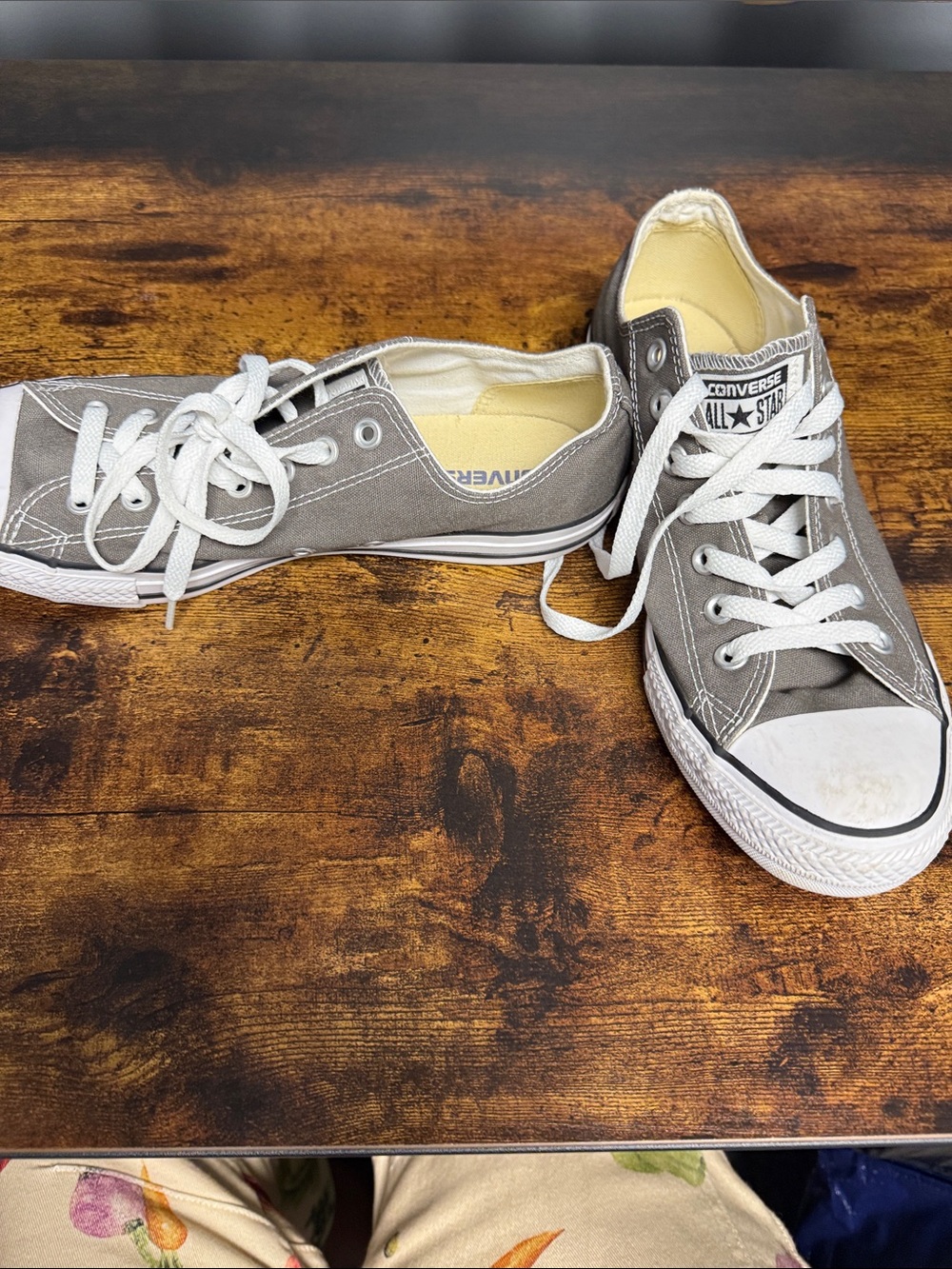 Converse Gray Low Top Canvas Sneakers with White Accents - Picture 3 of 4